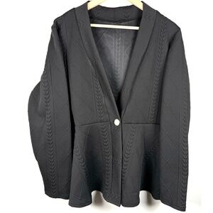 Retro Textured Black Blazer Cardigan Mob Wife Base Capsule Womens XXL‎
